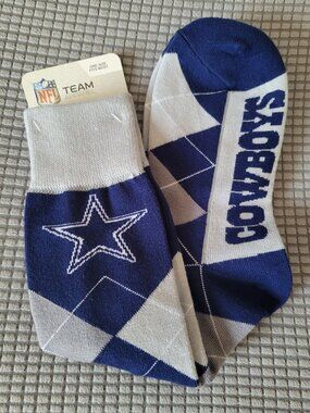 NFL Team Apparel Men's or Women's Dallas Cowboys Argyle Crew Socks (NWT)